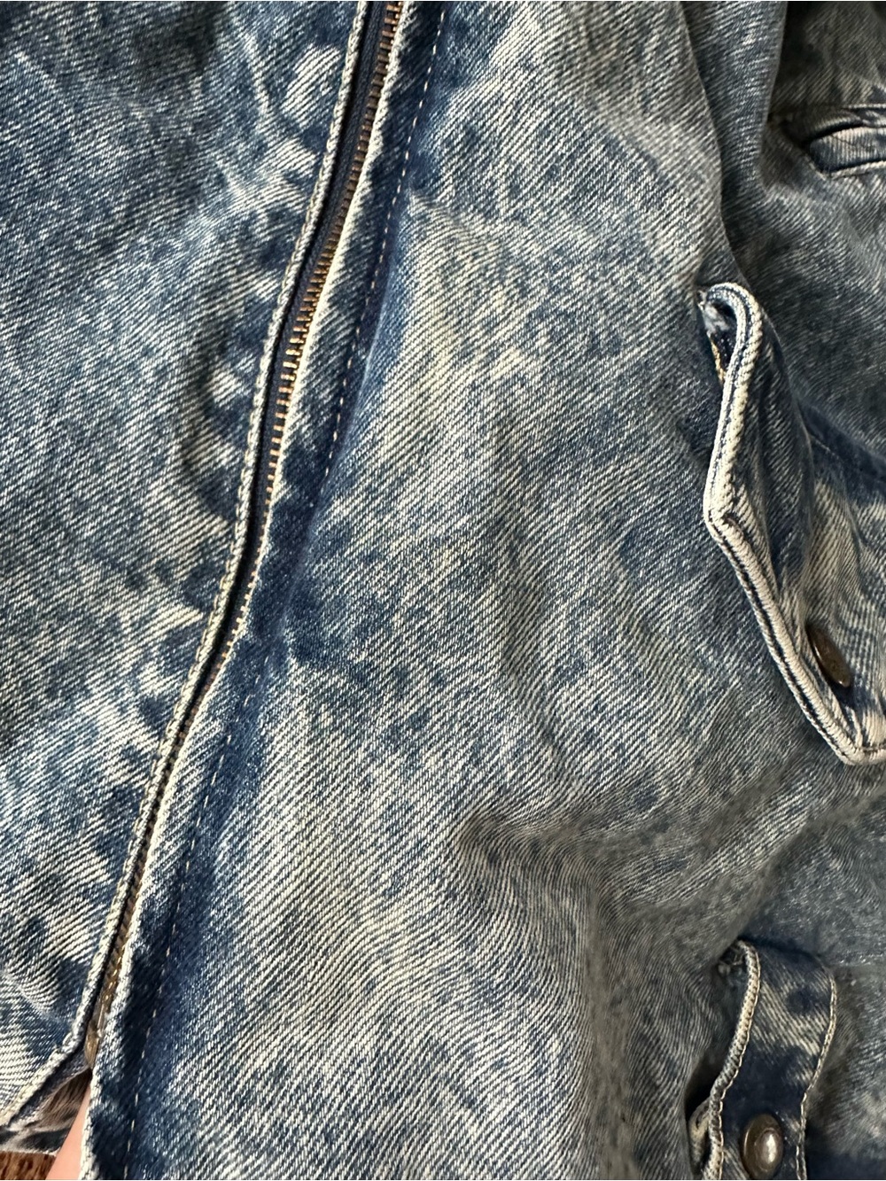 VINTAGE Dual Control 1980s 80s HEAVY Denim Jacket w White Leather Size Large - Picture 6 of 11